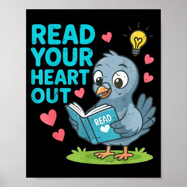 Reading Teacher Valentine Day Read Your Heart Out  Poster (Vorne)