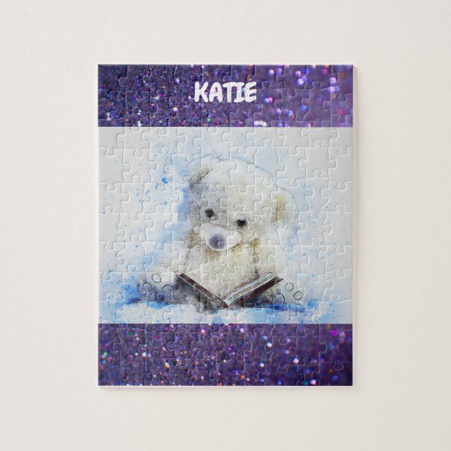 "READING TEDDY" PUZZLE MIT PERSONALISIERTEM NAMEN. (Vertikal)