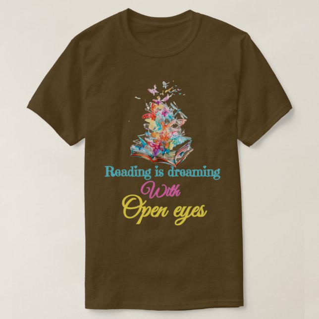 Reading träumt mit Bücherwurm-Leserei mit offenen  T-Shirt (Design vorne)