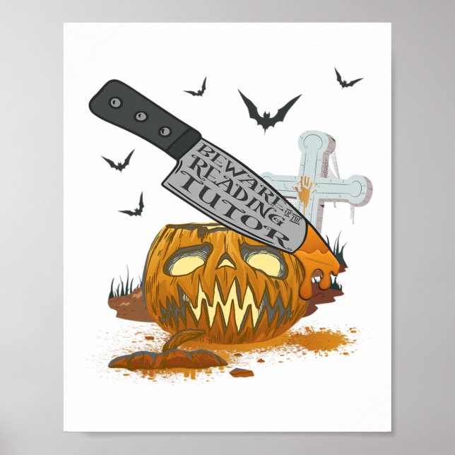 Reading Tutor Funny Halloween Party Poster (Vorne)