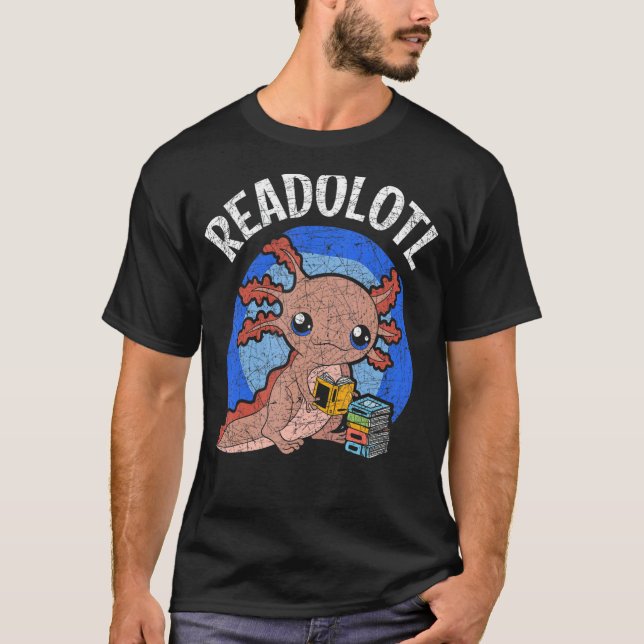 Readolotl Salamander Reading Books Bookworm Axolo T-Shirt (Vorderseite)