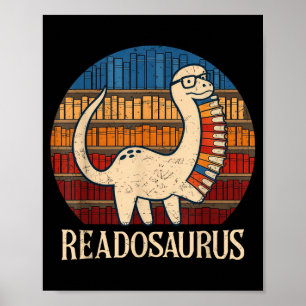 Readosaurus Retro-Sonnenuntergang lustiger Dinosau Poster