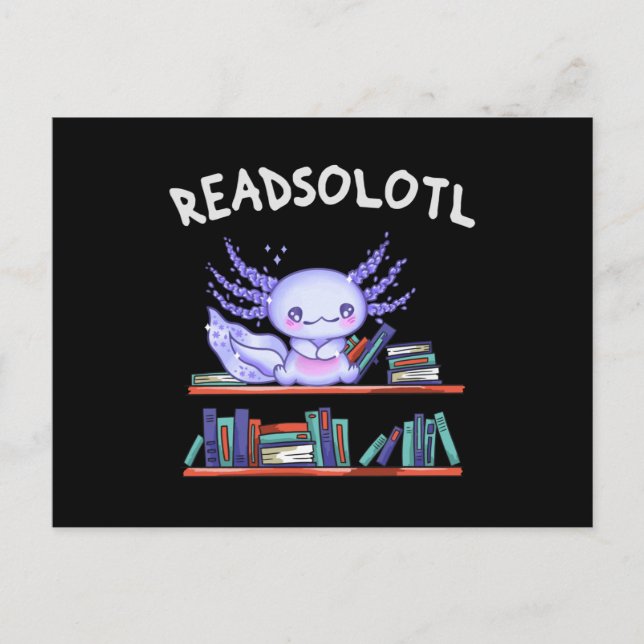 Readsolotl Buchliebhaber Funny Axolotl Postkarte (Vorderseite)