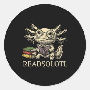 Readsolotl Vintage Axolotl Buchliebhaber lustig le Runder Aufkleber