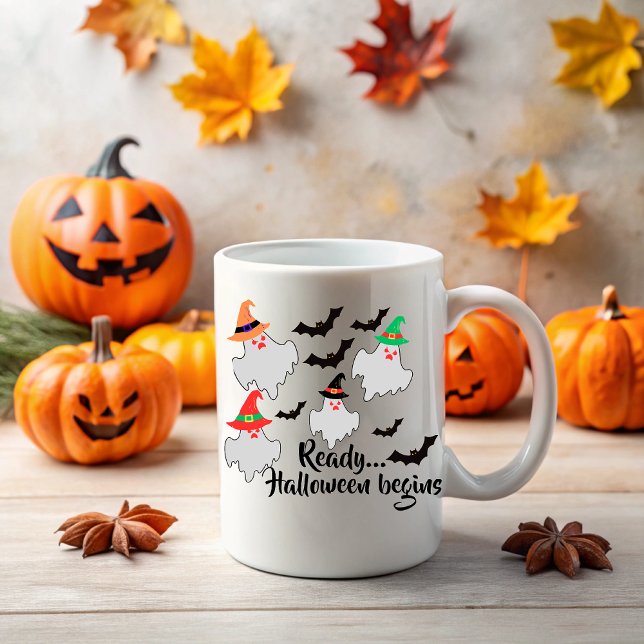 "Ready, Halloween begins", Tasse (Von Creator hochgeladen)