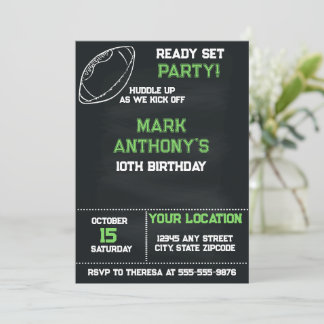 Ready Set Party Football Birthday Invitation Einladung
