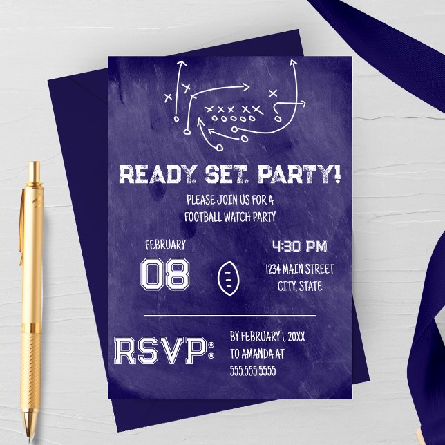 Ready Set Party Football Watch Party Invitation Einladung (Von Creator hochgeladen)