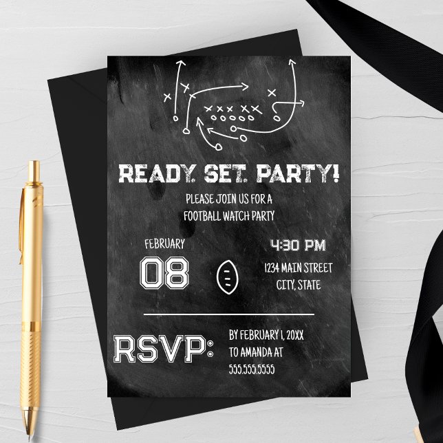Ready Set Party Football Watch Party Invitation Einladung (Von Creator hochgeladen)