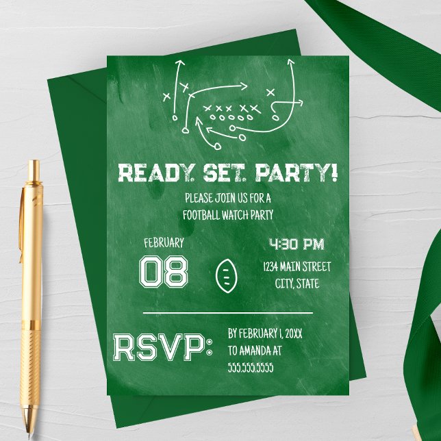 Ready Set Party Football Watch Party Invitation Einladung (Von Creator hochgeladen)