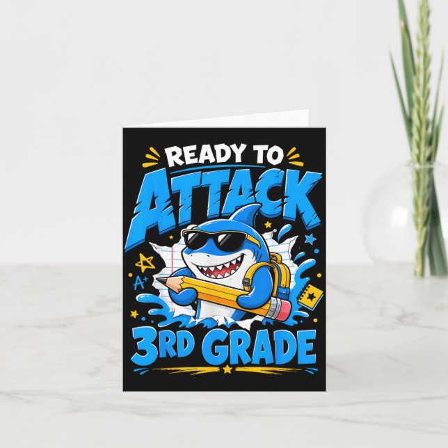 Ready To Attack 3rd Grade Shark First Day Of Karte (Vorderseite)