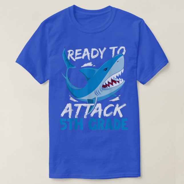 Ready To Attack 5th Grade Funny Shark Lover Back T T-Shirt (Design vorne)