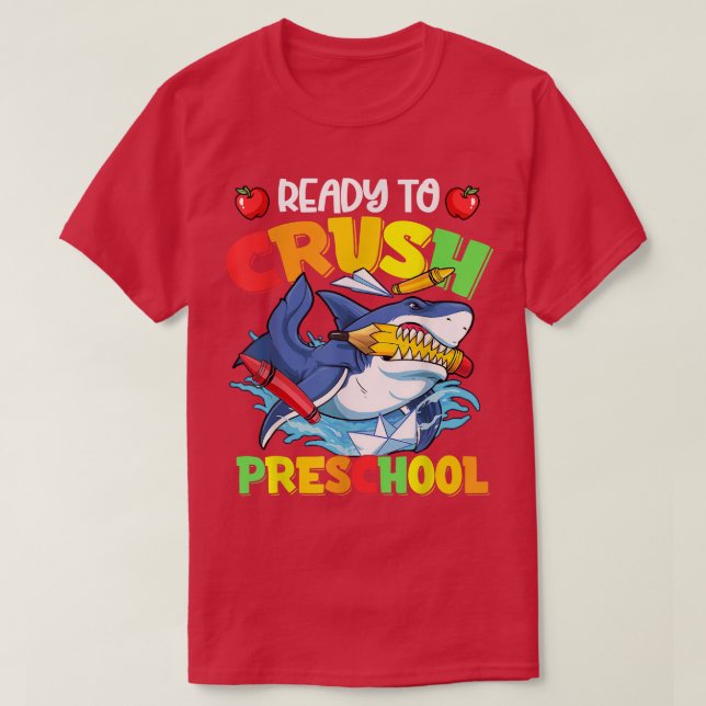 Ready To Crush Preschool Shark Back To School Boy  T-Shirt (Design vorne)