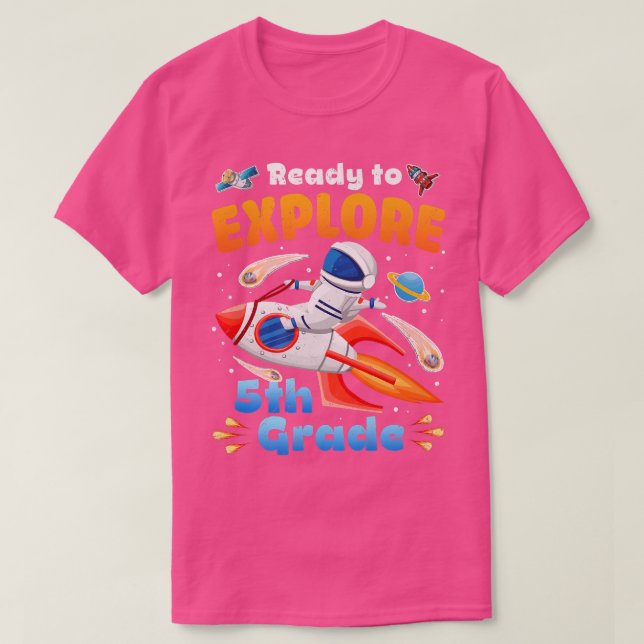 Ready to Eplore 5th Grade Cute Astronaut Boys Girl T-Shirt (Design vorne)