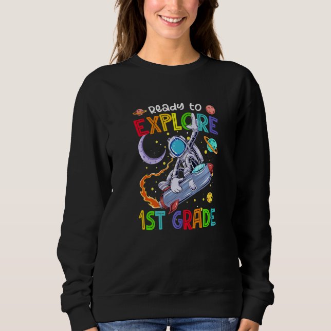Ready To Explore 1st Grade Dabbing Astronaut Back  Sweatshirt (Vorderseite)