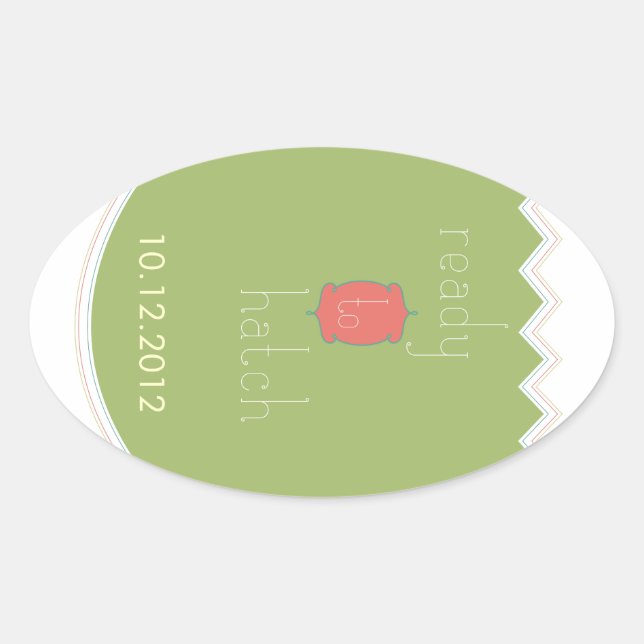 "Ready to Hatch" Babydusche ovale Aufkleber (Vorderseite)