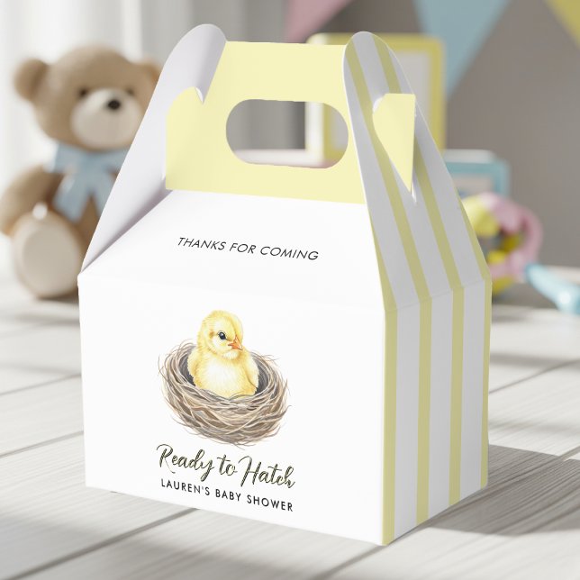 Ready To Hatch Yellow Spring Chick Baby Shower Geschenkschachtel (Ready To Hatch Yellow Spring Chick Baby Shower Favor Boxes
)