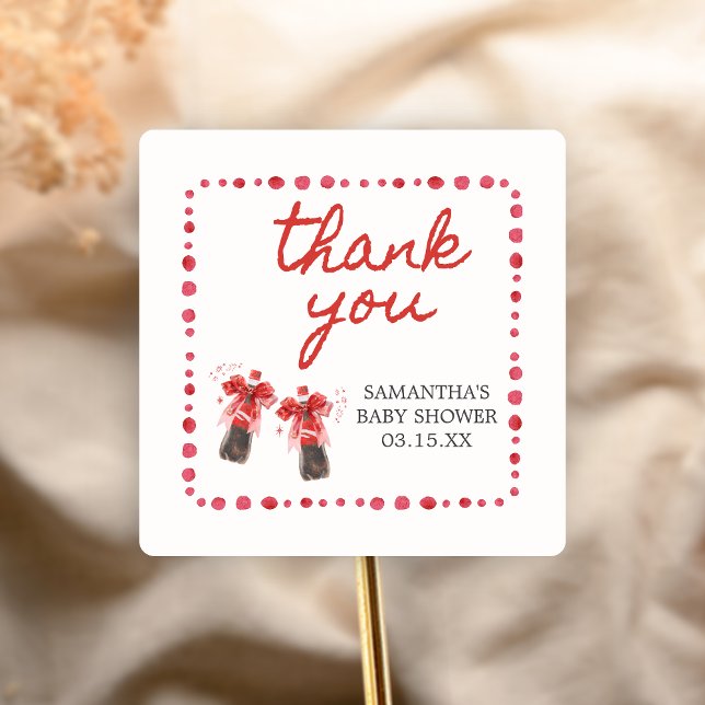 Ready to Pop Baby Shower  Quadratischer Aufkleber (She's Ready to Pop Cola Baby Shower Sticker)