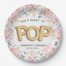 "Ready to Pop" Florale Baby-Shower-Ballons