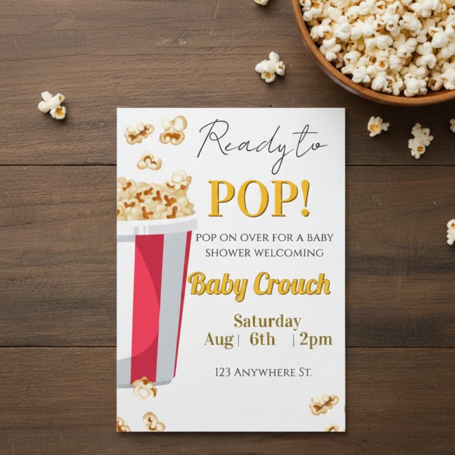Ready to POP! popcorn baby shower invite Einladung (Von Creator hochgeladen)