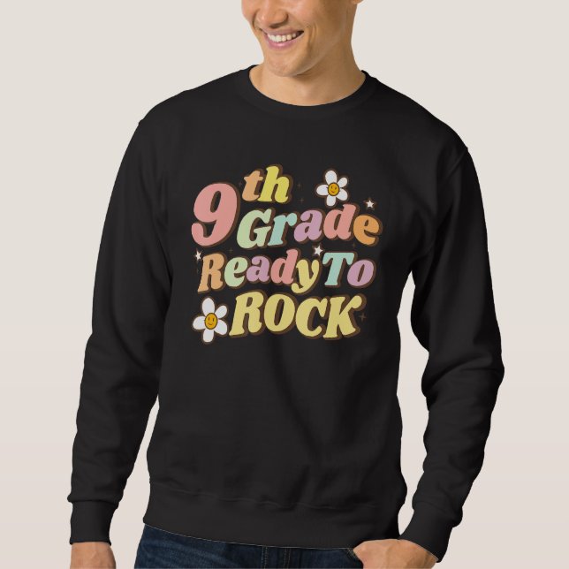 Ready To Rock 9th Grade Teacher Teens Family Back  Sweatshirt (Vorderseite)