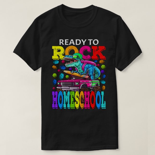 Ready To Rock Homeschool Monster Truck Dinosaur Ba T-Shirt (Design vorne)