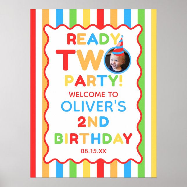 Ready Two Party 2. Geburtstag Foto Willkommensschi Poster (Vorne)