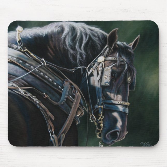 Ready & Willing Black Percheron Entwurf Pferd Mousepad (Vorne)