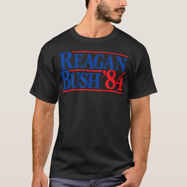 Reagan Bush '84 Vintag Republikaner T-Shirt (Vorderseite)