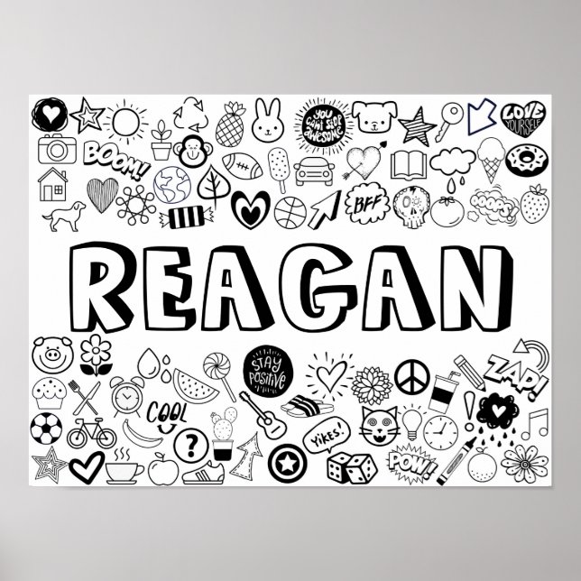 'REAGAN' Color-it-Yourself-Kontur-Design Poster (Vorne)
