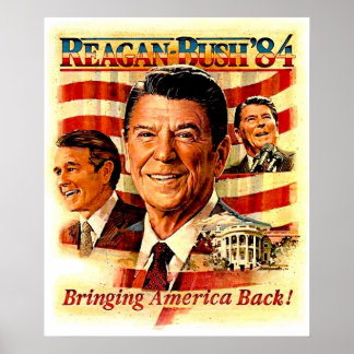 REAGAN FÜR PRÄSIDENT Vintage-Wahlkampfwerbung Poster