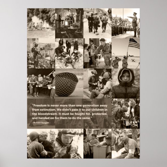 Reagans berühmte Freedom-Zitat. Kurierte Bilder. Poster (Vorne)
