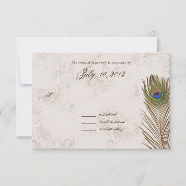 Reaktion der Pfauenfederung RSVP Karte (Vorderseite)