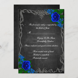 Reaktion des Royal Blue Rose Chalk Board Hochzeit  Einladung