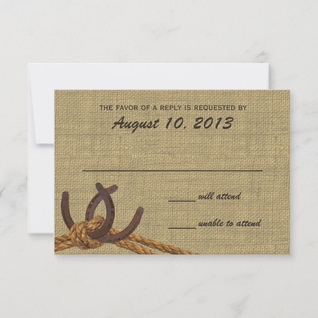 Reaktion von Western und Pferdeschuhen RSVP Karte (Vorderseite)
