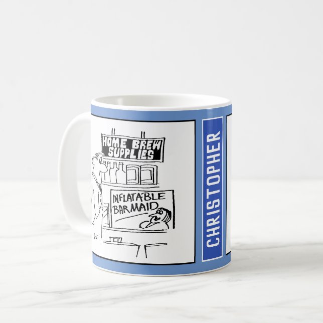 Real Ale Zuhause Brewing Cartoon. Kaffeetasse (Vorderseite Links)