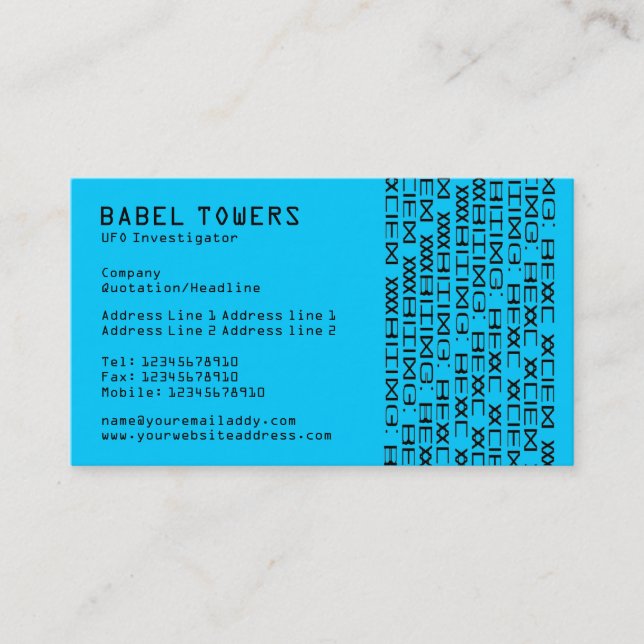 Real Alien Writing - Blue Visitenkarte (Vorderseite)