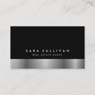 Real Anwesen Agent Bold Dark Chrome Business Card Visitenkarte