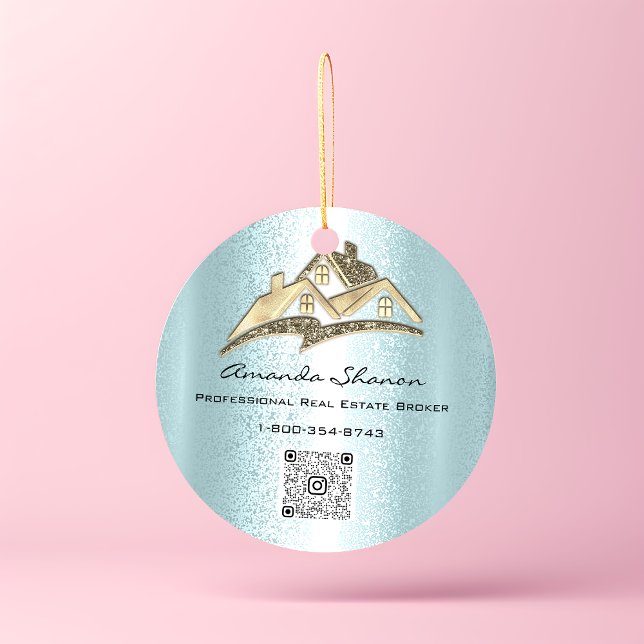 Real Anwesen Agent Broker Gold House QR CodeLOGO Runder Aufkleber (Von Creator hochgeladen)