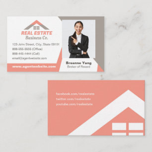 Real Anwesen Agent Business Card in Coral Pink Visitenkarte