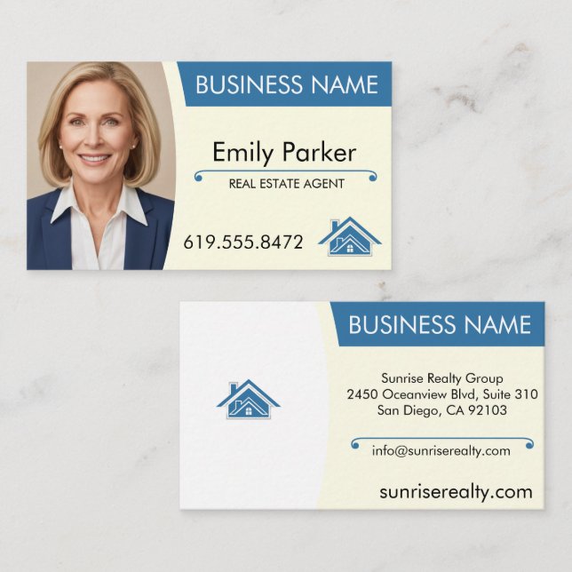 Real Anwesen Agent Business Card Modern Realty Zuh Visitenkarte (Vorne/Hinten)