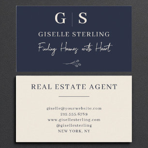 Real Anwesen Agent Elegante Seven Blue Creme Visitenkarte