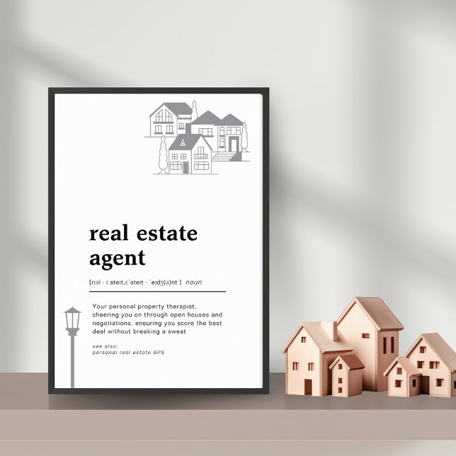 Real Anwesen Agent Funny Definition Wanddekor Poster (Real Estate Agent Funny Definition Wall Decor)
