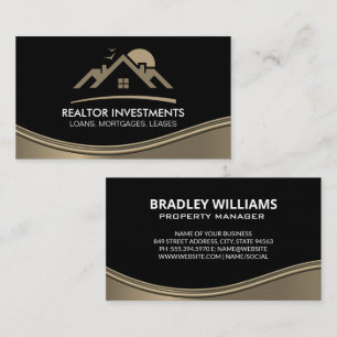 Real Anwesen Agent   Metallic Wave Business Card Visitenkarte