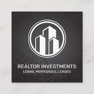 Real Anwesen Agent Metallischer Hintergrund Quadratische Visitenkarte