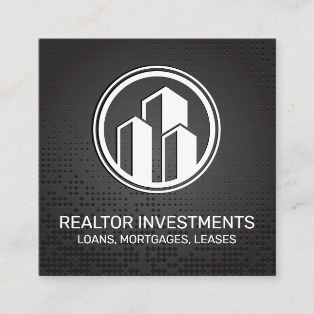 Real Anwesen Agent | Metallischer Hintergrund Quadratische Visitenkarte (Vorderseite)