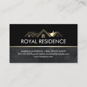 Real Anwesen Agent Metallisches Gold-Marmor Visitenkarte