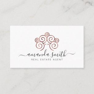 Real Anwesen Agent mit Baumhaus in Rose Gold Visitenkarte