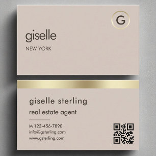 Real Anwesen Agent QR Code Imitats Gold Foil Monog Visitenkarte