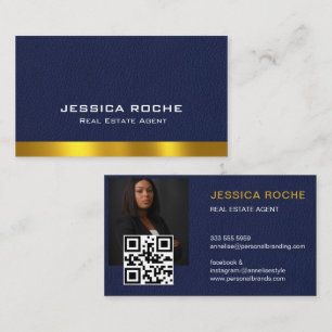 Real Anwesen Agent Realtor Blue & Gold Custom Foto Visitenkarte