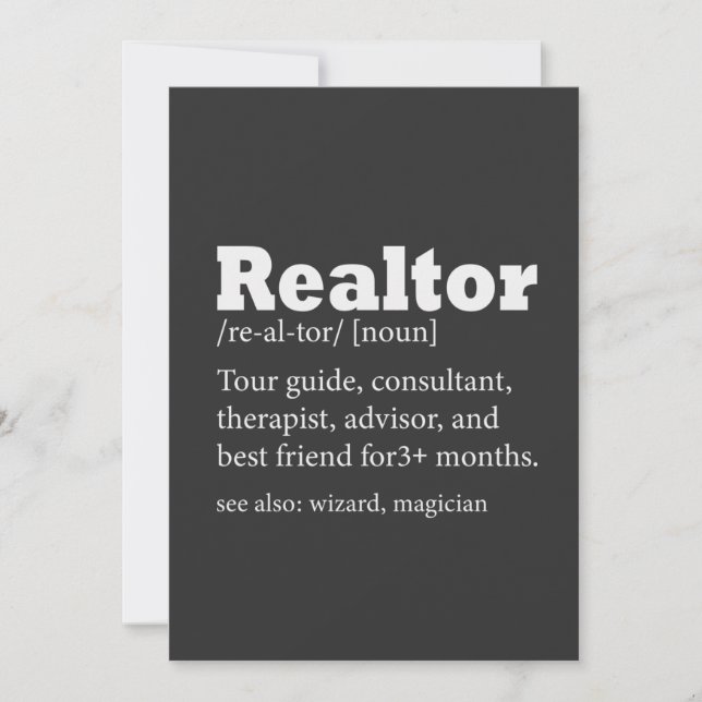 Real Anwesen Agent Realtor Funny Quote Card Einladung (Vorderseite)